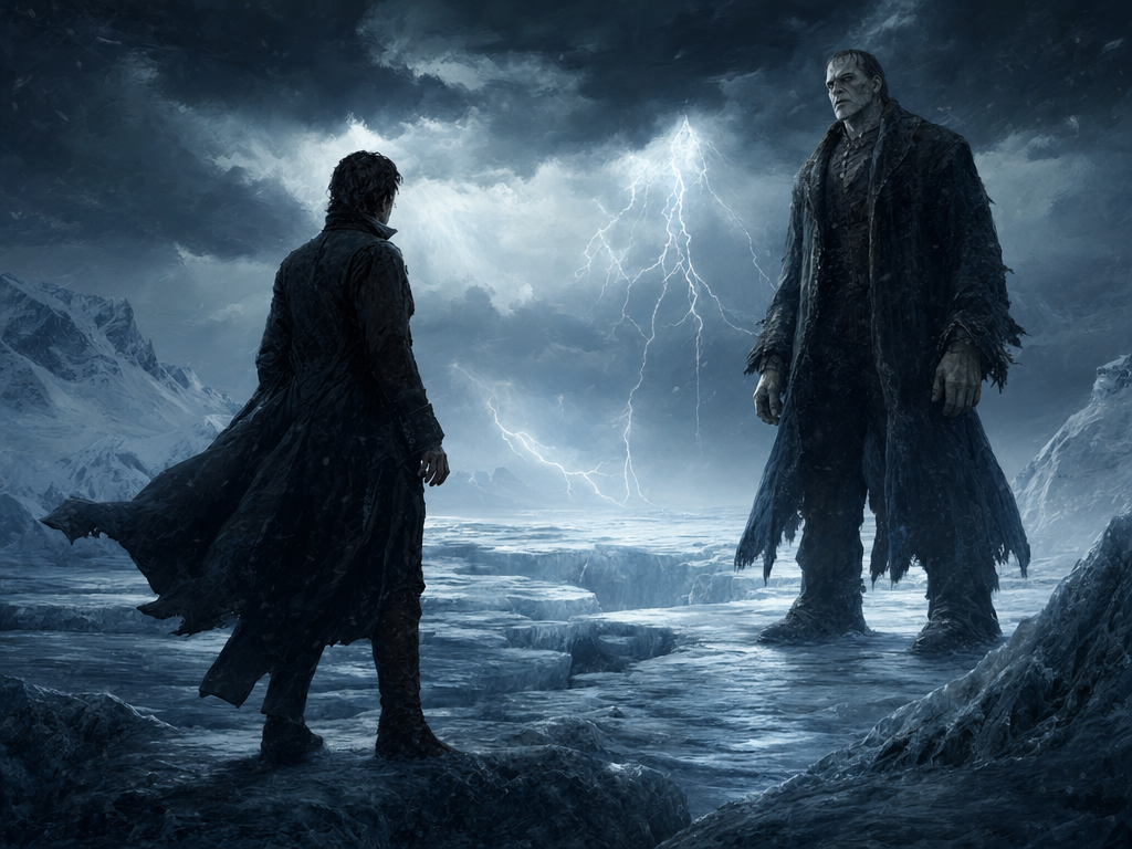 Arctic standoff between Victor and the creature