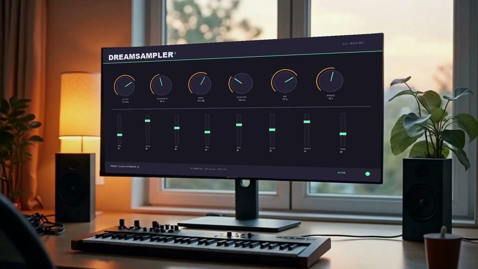 The exact interface keystoned onto an angled monitor, in correct perspective