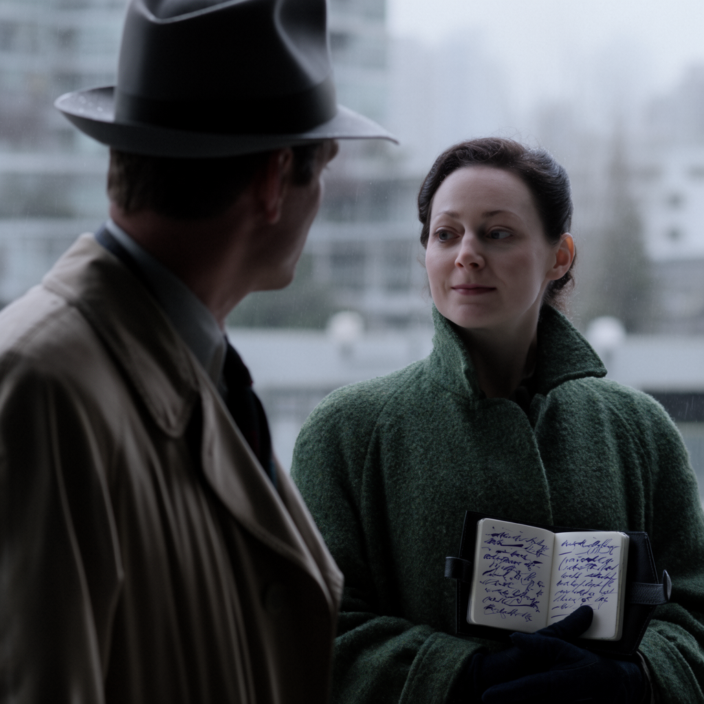 Scene 11 — green-coat looks up