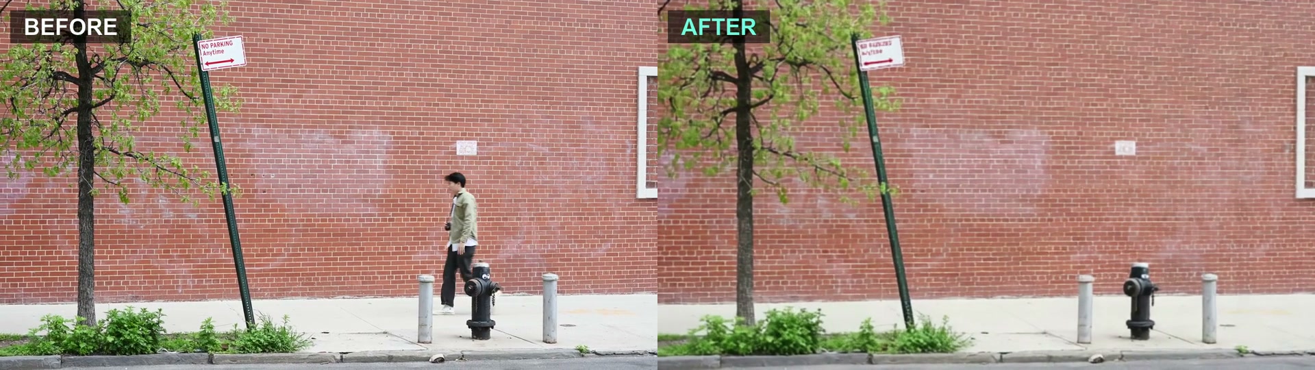 The Vanishing Act — a moving subject erased from a video clip with void-inpaint