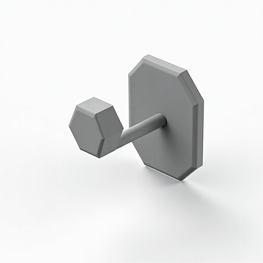 flux-dev reference image — low-poly faceted desk hook on white background