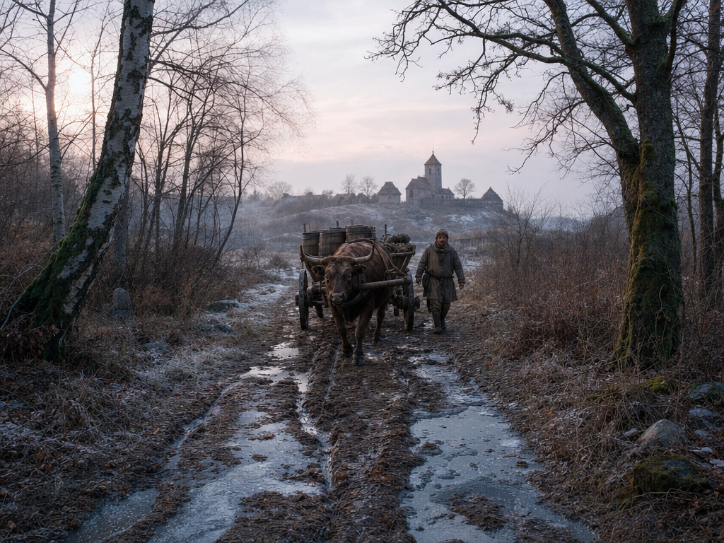 1000 AD Medieval ox cart