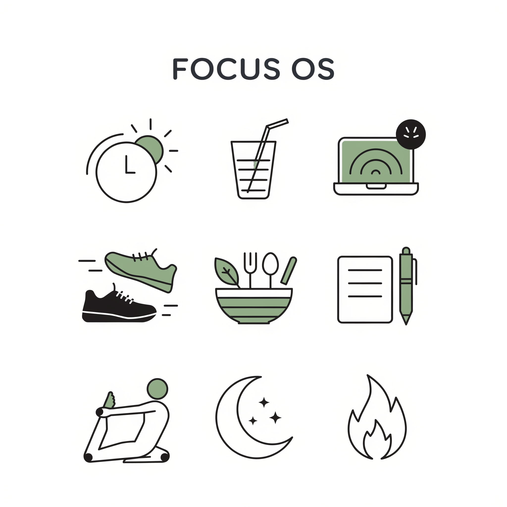 FOCUS OS · Themed Icon Grid