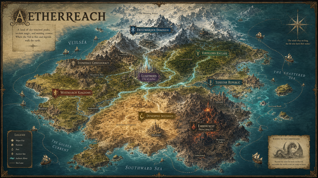 AETHERREACH · Worldbuilding Map